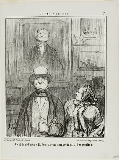 "- Je opravdu lichotivé mít svůj portrét vystavený v Salonu," deska 7 z Le Salon de 1857 od Honoré Victorin Daumier