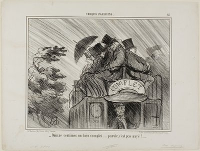 "- Pouhých 15 centů za plnou vanu.... jaká nabídka!," talíř 12 z Croquis Parisiens od Honoré Victorin Daumier