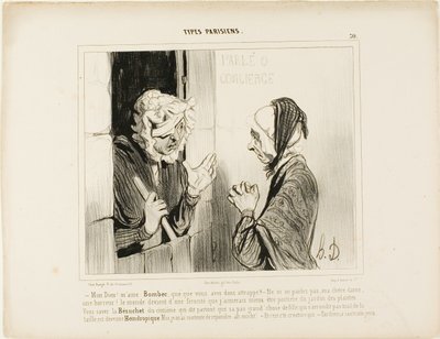 "- Můj Bože! Madam Bombec, co se vám stalo - Nemluvte o tom, má drahá, je to hrozné. Svět jde od špatného k horšímu, raději bych dělala vrátnou v botanické zahradě! Znáte toho Bézucheta z pátého patra, toho, co vždycky trvá na tom, aby se od Honoré Victorin Daumier