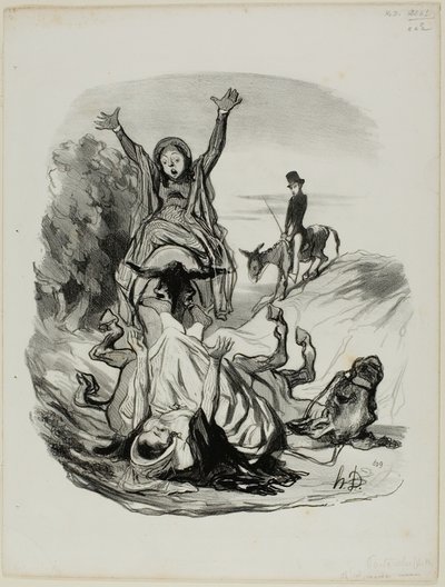 "- Můj Bože, mami, mami!........ Proboha..... moje dcera, moje dcera!!!," deska 26 z Pastorále. od Honoré Victorin Daumier