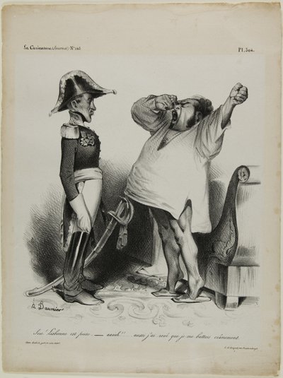 "- Pane! Lisabon byl zajat. - aaaah!... a já jsem snil, že jsem bojoval statečně!," talíř 304 od Honoré Victorin Daumier