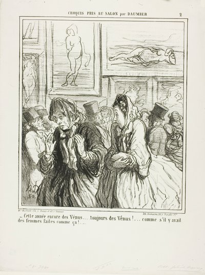 "- Letos ještě víc Venuší... vždycky Venuše!... jako kdyby byly nějaké ženy takhle stavěné!", deska 2 z Croquis Pris Au Salon par Daumier od Honoré Victorin Daumier