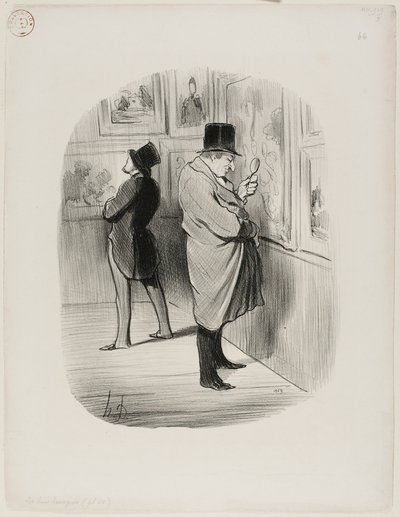 Pravý milovník umění, talíř 66 z knihy Les Bons Bourgeois od Honoré Victorin Daumier