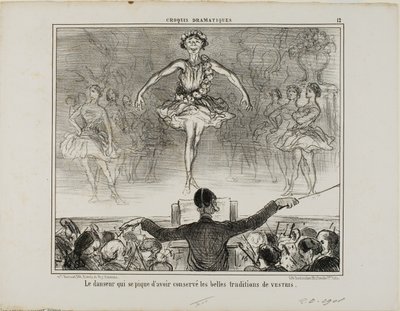 Tanečník, který se hlásí k velké tradici VESTRI, deska 12 z Croquis Dramatiques od Honoré Victorin Daumier