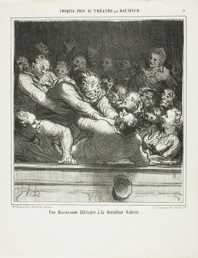 Literární argument na druhém stupni, deska 3 z Croquis Pris Au Théatre par Daumier od Honoré Victorin Daumier