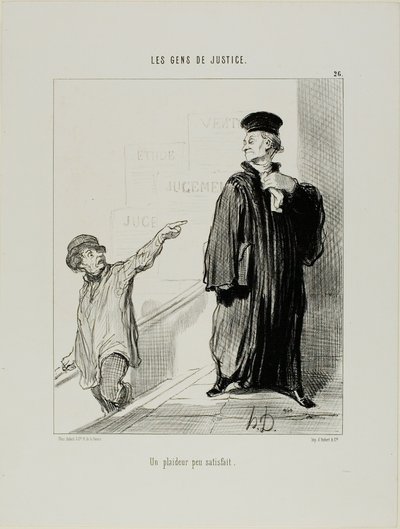 Poněkud nespokojený účastník řízení, deska 26 z knihy Les Gens De Justice od Honoré Victorin Daumier