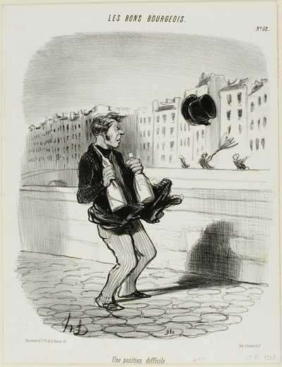 Trapná situace, deska 52 z knihy Les Bons Bourgeois od Honoré Victorin Daumier
