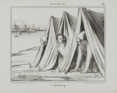 V Cherbourgu, štítek 546 z časopisu Actualités od Honoré Victorin Daumier