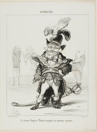 Občan Thiers si zkouší nový kostým, talíř 114 z Actualités od Honoré Victorin Daumier