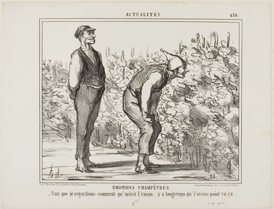 Emoce z venkova. "- Musím se podívat, jak roste víno... to jsem ještě neviděl...," talíř 436 z Actualités od Honoré Victorin Daumier