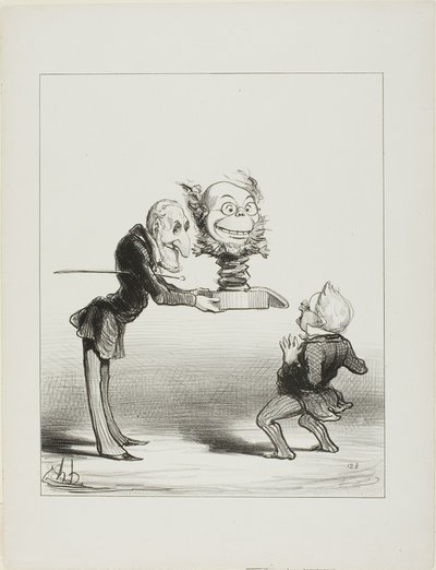 Otec Molé přináší novoroční dárky malému Thiersovi, talíř 62 z Actualités od Honoré Victorin Daumier