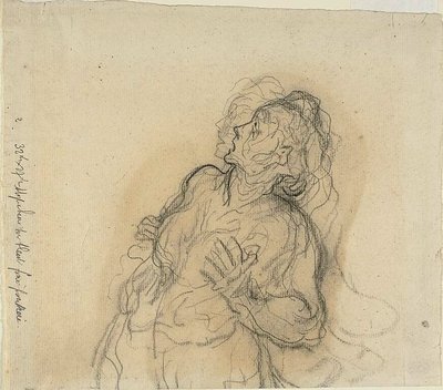 Vystrašená žena od Honoré Victorin Daumier