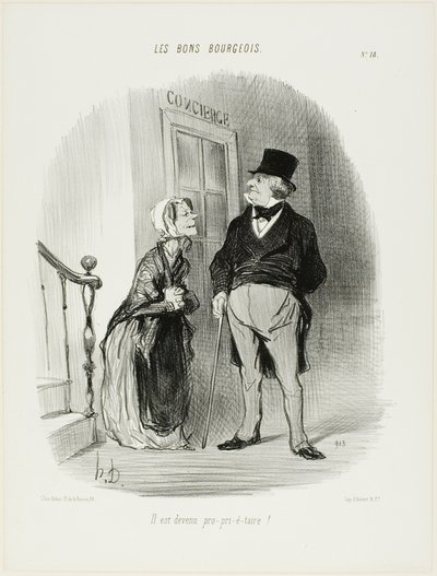 "Stal se z něj Laaaand-Looooord!", deska 18 z knihy Les Bons Bourgeois od Honoré Victorin Daumier