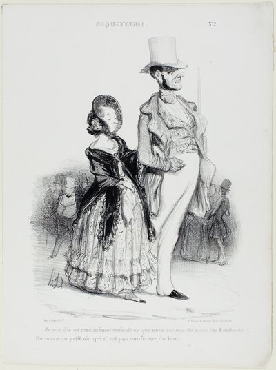 "Říkám si: napadlo by někoho, že jdeme z ulice des Lombards... Opravdu vůbec nevypadáme jako cukráři," talíř 2 z Coquetry od Honoré Victorin Daumier