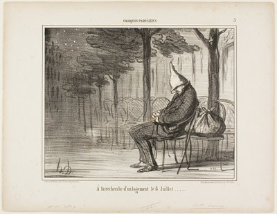 Hledáte nocleh na osmého července, talíř 5 od Croquis Parisiens od Honoré Victorin Daumier