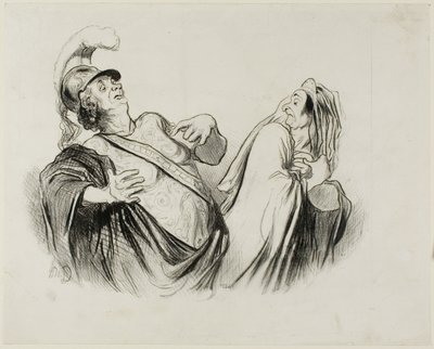 Merope. "Voják mého postavení je docela schopen řídit stát, který byl jednou bráněn s takovou legrací," deska 2 z Physionomies Tragiques (recto); Provost. (dans le Puff - Thtre Français) "Le Puff, est l