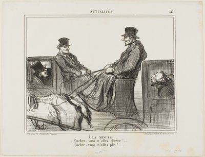 Placeno po minutách. "- Řidiči, sotva se hýbete! - Řidiči, vůbec se nepohybujete!", tabulka 447 z Actualités od Honoré Victorin Daumier