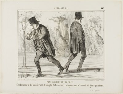 Fyziognomie burzy. Zoufalství baissiera a triumf haussiera - aneb pláč a smích, talíř 440 z Actualités od Honoré Victorin Daumier