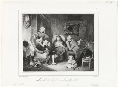 Čtení novin v rodinném kruhu od Honoré Victorin Daumier