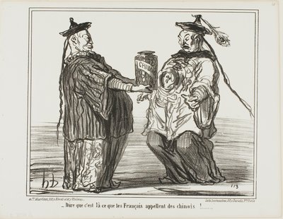 Zvláštní... tohle je to, čemu Francouzi říkají "Chinois", deska 21 z En Chine. od Honoré Victorin Daumier
