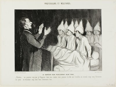 Internát významné internátní školy, deska 14 z knihy Professeurs et Moutards (Profesoři a darebáci) od Honoré Victorin Daumier