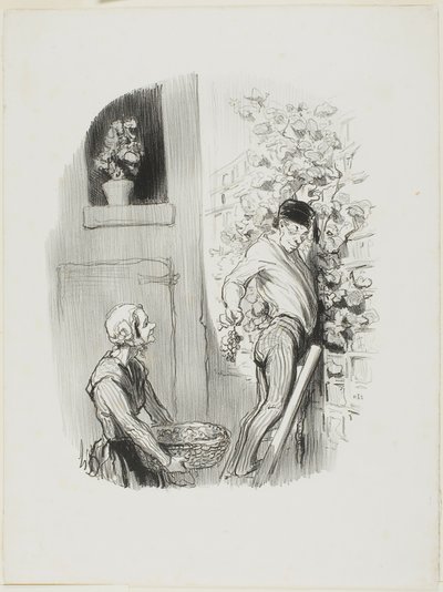 Sběrač hroznů, od Les Bons Bourgeois od Honoré Victorin Daumier