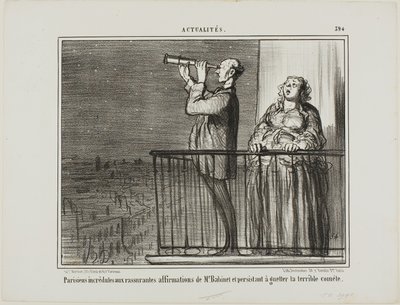 Pařížané nevěří ujištění pana Babineta a trvají na tom, že budou na kometu čekat, talíř 394 z Actualités od Honoré Victorin Daumier
