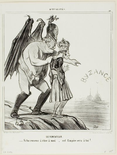 Pokušitel. "- Pokud souhlasíš, že mi budeš patřit... tato říše bude tvoje," deska 40 z Actualités od Honoré Victorin Daumier