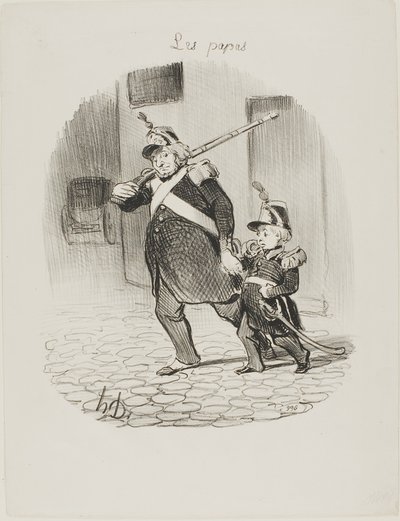 Den velkého průvodu, deska 6 od Les Papas od Honoré Victorin Daumier