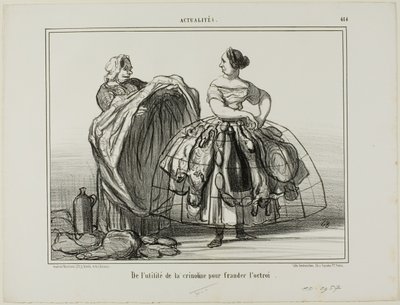 Užitečnost krinolíny při podvádění celníků, deska 414 z Actualités od Honoré Victorin Daumier