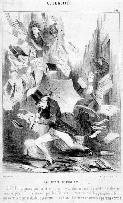 Zúčtování záhad: karikatura na téma „Záhady Paříže“, publikovaná v seriálu Eugène Sue – v „“Le Charivari““ z 16.2.1844 od Honoré Daumier