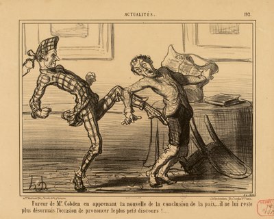 Aktuality č. 192: Zuřivost pana Cobdena, když se dozvěděl zprávu o uzavření míru... od Honoré Daumier