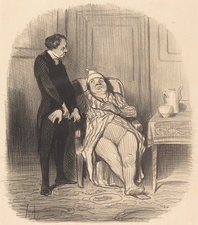 Ach! doktore... myslím... že mám hrudník! od Honoré Daumier