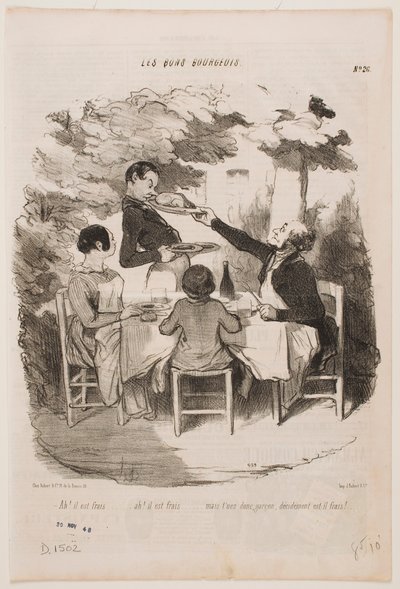 Ach, je to čerstvé, je to čerstvé! ... Přičichněte si sám, číšníku, říkáte, že je to čerstvé? ... od Honoré Daumier