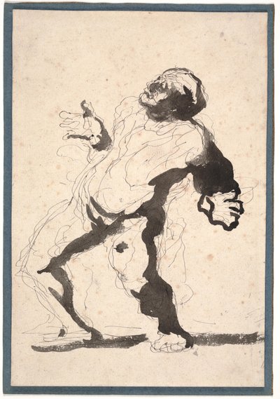 Herec (pero, inkoust a mytí na papíře) od Honoré Daumier