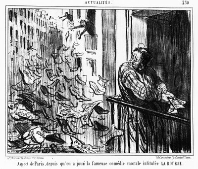 Vzhled Paříže, od slavné morální komedie s názvem LA Bourse: série převzatá z „“ Actualites“, série karikatur na burze Honore Daumiera (1808-1879). "Serenáda" od Honoré Daumier