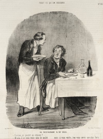 V restauraci za 32 sou od Honoré Daumier