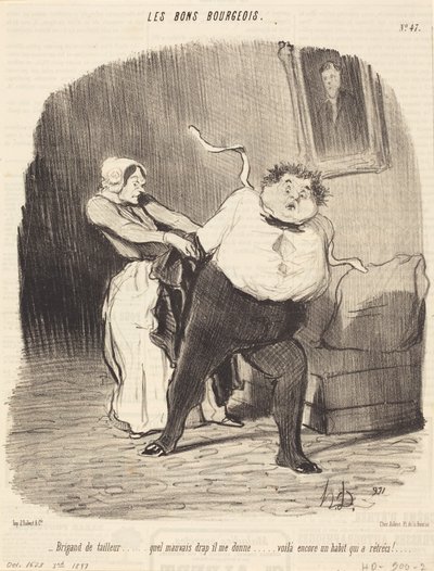 Loupežnický krejčí... další šat... sražený! od Honoré Daumier