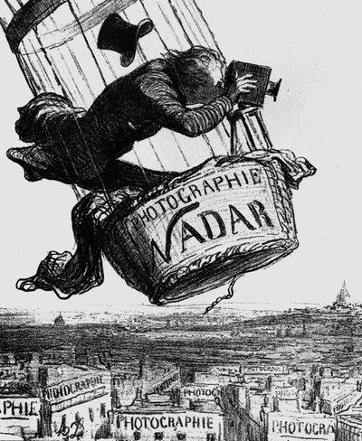Karikatura Gaspard-Felix Tournachon, aka Nadar (1820-1910) 1862 (rytina) od Honoré Daumier