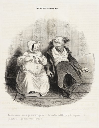 Řekni, lásko! Myslíš, že to bude chlapec? od Honoré Daumier