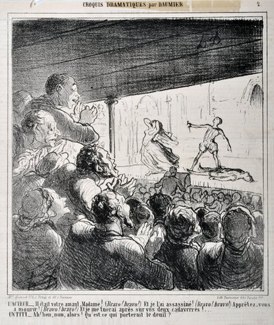 Dramatická skica: „“ Byl to váš milenec Madame ... ““ Rytina Honore Daumiera (1808-1879) v „“ Le Charivari “. Palais Longchamp, Muzeum výtvarných umění v Marseille. od Honoré Daumier