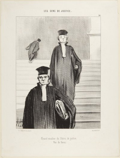 Velké schodiště Justičního paláce, pohled zepředu, číslo 36 ze série Lidé spravedlnosti od Honoré Daumier
