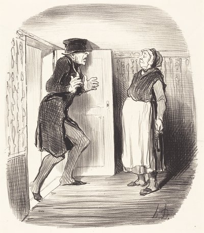 Nevýhoda návštěvy mezipatra bez opatrnosti... od Honoré Daumier