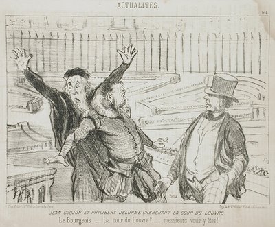 Jean Goujon a Philibert Delorme hledající dvůr Louvru od Honoré Daumier