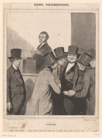 Karikatura dvou kandidátů po výsledku voleb od Honoré Daumier