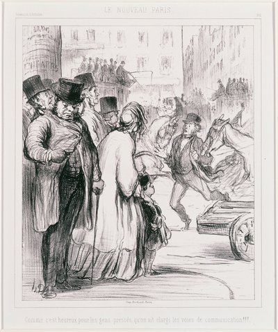 Le Nouveau Paris: Jaké štěstí pro spěchající lidi, že byly rozšířeny silnice (Nová Paříž) od Honoré Daumier