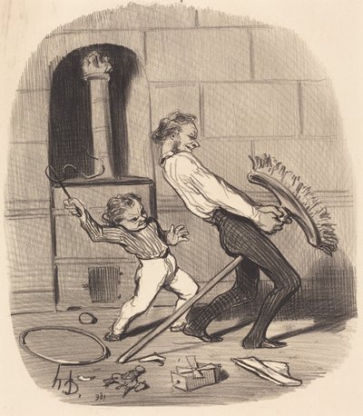 Výuka jízdy na koni, střední škola od Honoré Daumier