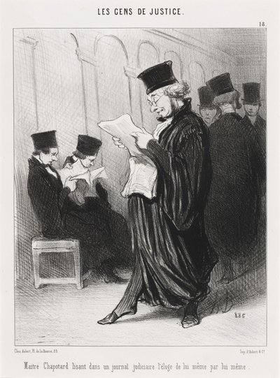 Mistr Chapotard čte... chválu na sebe sama... od Honoré Daumier