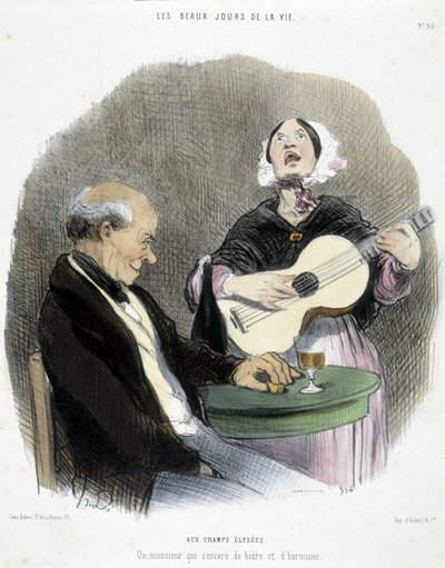 Muž popíjející ve společnosti zpěvačky – v „Les Beaux Days de la vie““ od Honoré Daumiera od Honoré Daumier