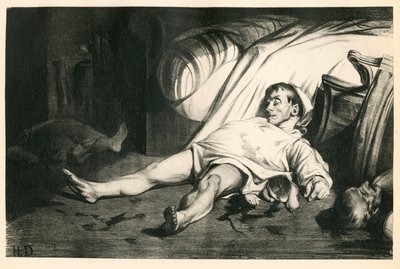 Sto dvacet litografií H. Daumiera, Satirique in N & B, circa 1834: Massacre de la rue Transnonain (Paříž) – Republicain, Mrtvé mrtvoly, Represe – ilustrace Honore Daumier (1808-1879) od Honoré Daumier